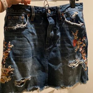 Abercrombie denim floral skirt